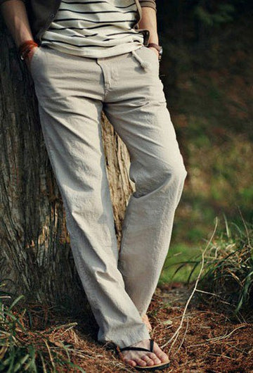 Cotton And linen Style American Casual Basic Wild linen Trousers